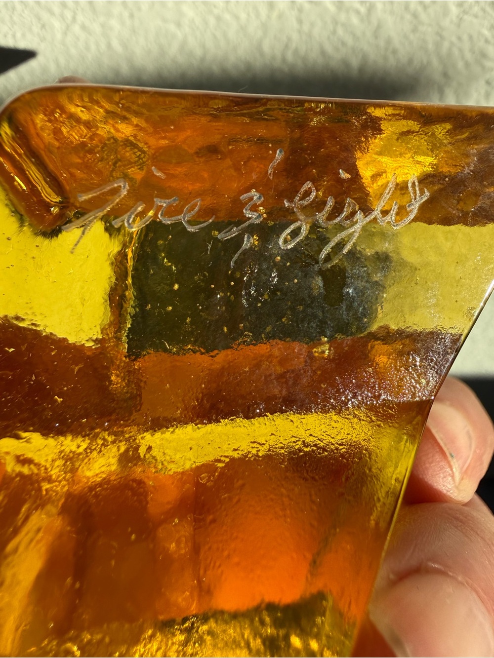 Handmade Amber Art Glass Star Sculpture — “Fire & Light” Signed - Picture 4 of 8